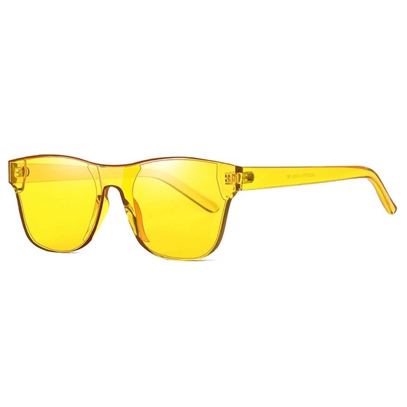Daily Deal Bin Accessories - Rimless Wayfarer Sunglasses Retro Yellow Classic